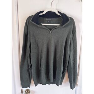 Mens Banana Republic Premium 85% Cotton 15% Cashmere 1/4 Zip Green Sweater Large